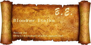 Blondner Etelka névjegykártya